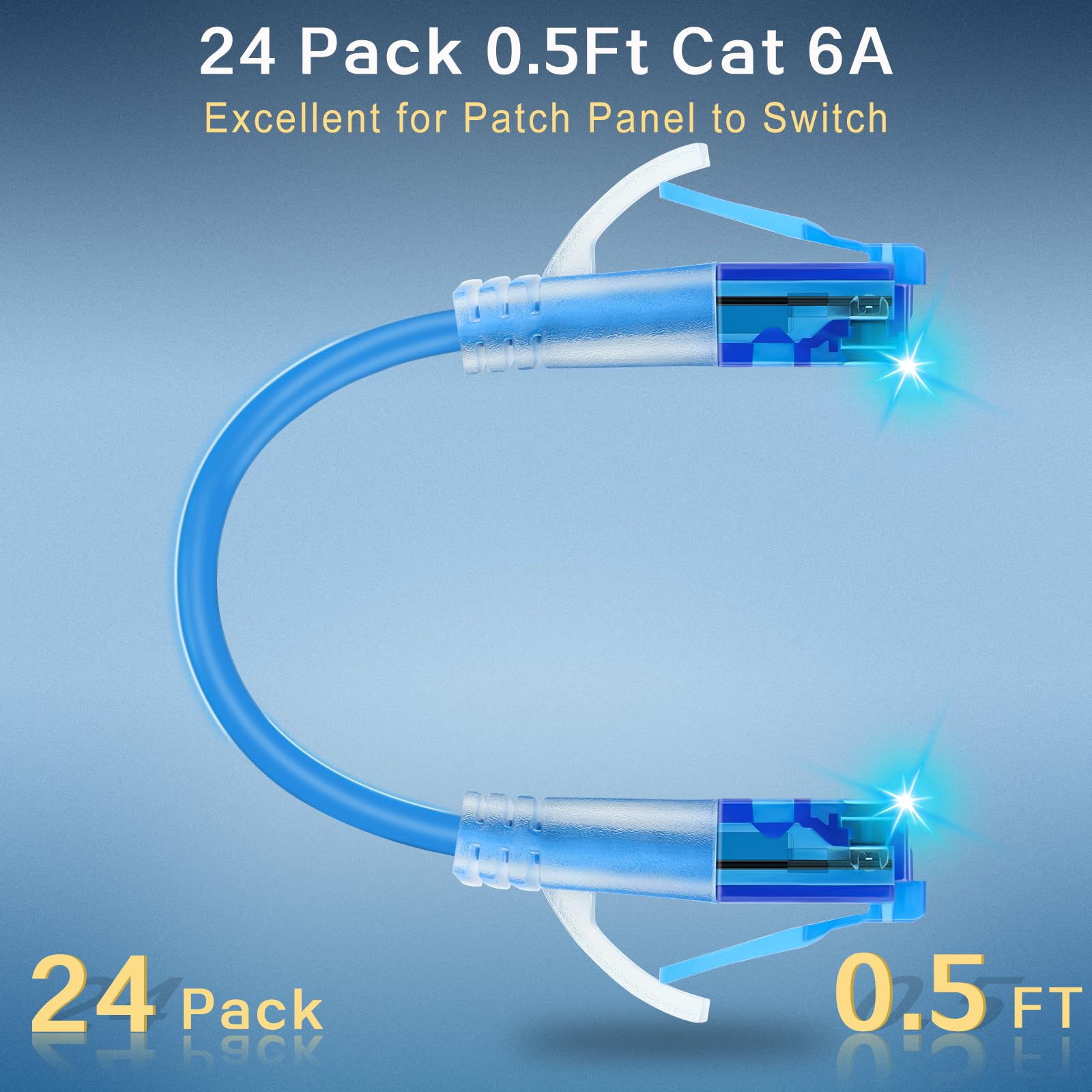 Rojita Cat 6A Ethernet Cable 1 Ft (24 Pack)   Cat6A Patch Cable, Cat 6A Patch Cable 28Awg 10Gbps For Data Centers,Cat6A Ethernet